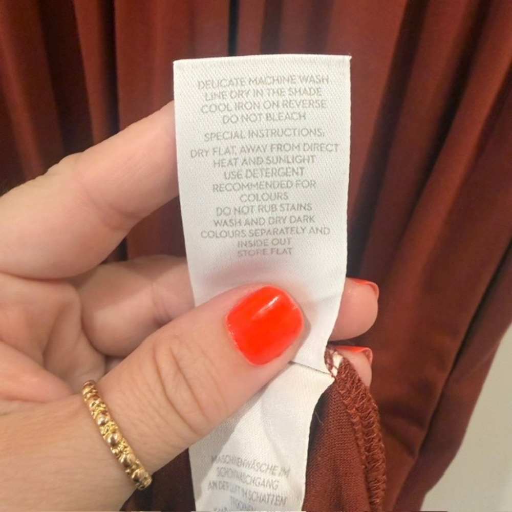 Boden Elina Jersey Ruched Midi Dress Rust Terracotta Empire Waist | Size US 6 - Picture 10 of 16